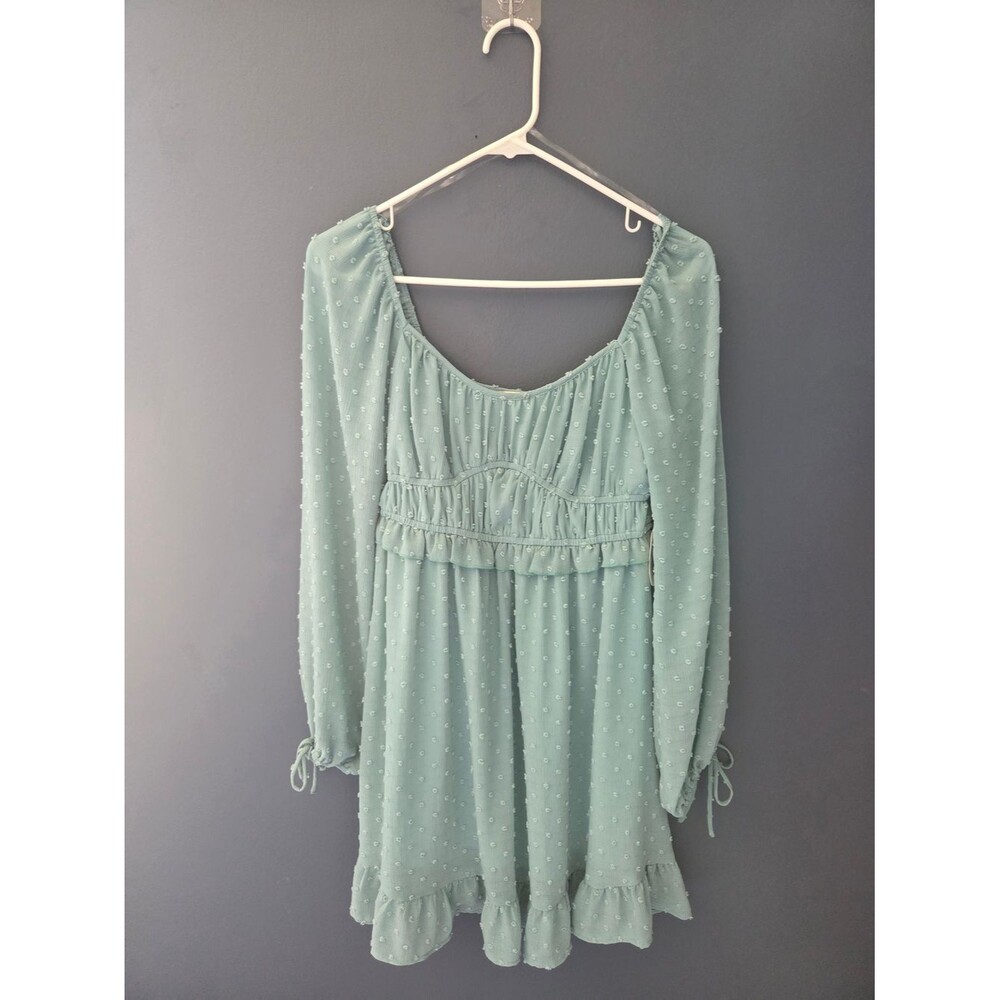 Altar'd State Blue Textured Dot Mini Dress